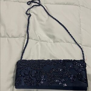 Elegant Navy Beaded Clutch